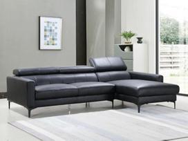 „Vente-unique“ odinė kampinė sofa „Florence“ – buivolų oda – dešinioji kampinė – juoda