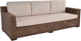 „Vermont Modern“ rotango sofa, svetainės rotango sofa, rotango baldai vidaus patalpoms (vintage rudos spalvos, trijų vietų, 220 cm)