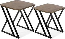 „Versa Tulsa“ šoninis staliukas, skirtas svetainei, miegamajam ar virtuvei – modernus žemas staliukas, 2 vnt. rinkinys, matmenys 50 x 45 x 45 cm (aukštis x ilgis x plotis), medžio ir metalo, spalva: ruda ir juoda