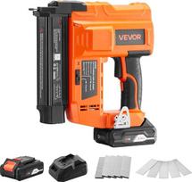 „VEVOR“ 2-in-1 akumuliatorinis vinų šaudyklė-segiklis, 18 kalibro, 20 V, 100 vinių per minutę, su 500 vinimis, 500 segikliais, 2,0 Ah ličio baterija ir įkrovikliu, skirta medžio apdirbimo darbams, oranžinė