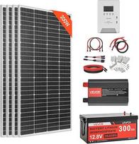 „VEVOR“ 800 W saulės energijos sistemos komplektas, autonominė saulės energijos sistema, kurią sudaro 4 vnt. 200 W monokristaliniai saulės kolektoriai, 12,8 V 300 Ah LiFePO4 akumuliatorius, 60 A MPPT įkrovos reguliatorius ir 12 V 2000 W keitiklis, fotovol