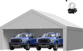 „VEVOR“ automobilių stoginės keitimo stogas, 6x6 m, nešiojama garažo palapinė su šoninėmis sienelėmis, atspari UV spinduliams, itin tvirta automobilių stoginė, pilkos spalvos, rėmas neįskaičiuotas