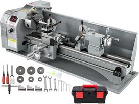 „VEVOR“ metalo tekinimo staklės. Mini tekinimo staklės 220 x 750 mm, 750 W, skirtos metalo apdirbimui, pvz., tekinimui, gręžimui, sriegių pjovimui ir pjovimui