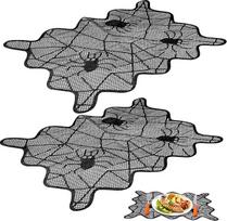 „VICASKY“ 2 vnt. servetėlių rinkinys su voratinklio vėliava, voratinklio nėrinių staltiesė, Helovino sienų dekoracijos, bauginantis dekoratyvinis virdulys, skirtas naudoti patalpose, Helovino moliūgas, Helovino staltiesė