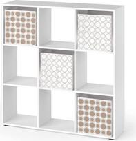 „Vicco Nove“ kambario pertvara, balta, 104 x 108 cm, su 4 sulankstomomis dėžėmis (var. 2), skirta lanksčiam kambario padalijimui ir knygų laikymui