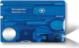 „Victorinox“ kišeninis peilis „Swiss Card Lite“ (13 funkcijų, LED lemputė, didinamoji stiklinė) mėlynas, permatomas