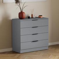 „Vida Designs“ komoda „Trega“ su 4 stalčiais | Pilka | 74 (aukštis) x 66 (plotis) x 36 (gylis) cm | Erdvę taupantis baldas | Stalčių atramos, apsaugančios nuo išlinkimo | Minimalistinis stilius | Sklandžiai veikiančios stalčių bėgelės