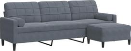 „vidaXL“ 3-vietė sofa, sofa su pėdų atrama ir porankiais, metaliniu rėmu, minkšta sofa svetainei, poilsio sofa, sėdimoji baldai, šiuolaikiška, tamsiai pilkos spalvos aksomas