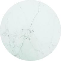„vidaXL“ baltas stalviršis, skersmuo 70 × 0,8 cm, grūdintas stiklas su marmuro imitacija