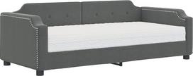 „vidaXL“ dienos lova, svečių lova su čiužiniu, miegamojo ir svetainės sofa-lova, „2-in-1“ sofa-lova, tamsiai pilka, 100 x 200 cm, audinio apmušalas