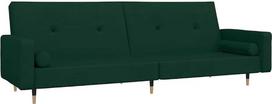 „vidaXL“ dviejų vietų sofa-lova su 2 pagalvėlėmis, svečių lova su mediniu rėmu, sofa-lova, dienos lova, išskleidžiama sofa, tamsiai žalia, aksominė