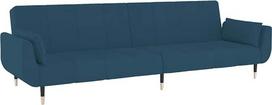 „vidaXL“ dviejų vietų sofa-lova su miego funkcija, sofa-lova svečiams su 2 pagalvėlėmis, sofa-lova svetainei, šiuolaikiška, mėlyno aksomo