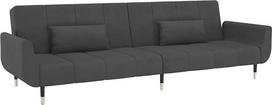 „vidaXL“ dviejų vietų sofa-lova su miego funkcija, sofa-lova svečiams su 2 pagalvėlėmis, sofa-lova svetainei, šiuolaikiška, tamsiai pilkos spalvos aksomas