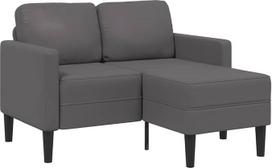 „vidaXL“ dvivietė sofa su šezlongu, L formos, pilkos spalvos, 125 cm, dirbtinės odos dvivietė sofa miegamajam, dvivietė sofa, L formos