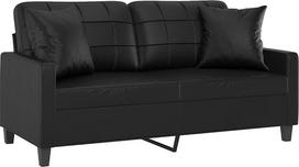 „vidaXL“ dvivietė sofa su dekoratyvine pagalvėle, juoda, 140 cm, dirbtinė oda