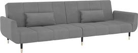 „vidaXL“ dvivietė sofa-lova su miego funkcija, sofa-lova svečiams su 2 pagalvėlėmis, sofa-lova svetainei, šiuolaikiška, šviesiai pilkos spalvos aksomas