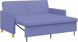 „vidaXL“ išskleidžiama sofa-lova iš džinsinio mėlynos spalvos audinio, moderni dvivietė sofa, vietą taupanti išskleidžiama lova, išskleidžiami baldai su reguliuojamu atlošu, rėmas pagamintas iš medžio