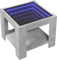 „vidaXL“ LED kavos staliukas, betono pilkos spalvos, 53 x 53 x 45 cm, pagamintas iš medžio
