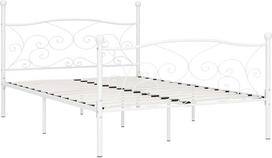 „vidaXL“ lovos rėmas su grotelėmis, metalinė dvivietė lova, miegamojo lovos rėmas, dvivietės lovos miegamojo baldai, balta metalinė, 120 x 200 cm