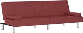 „vidaXL“ miegamoji sofa su gėrimų laikikliais, sofa su reguliuojamais atlošais, sofa svetainei, miegamoji sofa, miegamoji sofa, metalinės kojelės, raudona dirbtinė oda