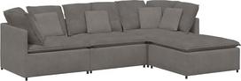 „vidaXL“ modulinė sofa su pufu, pagalvėlėmis, iš velveto audinio, šviesiai pilkos spalvos, modulinė sofa, moderni sofa, šeimai pritaikyta sofa, L formos sofa, iš velveto audinio