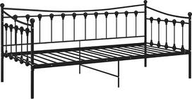 „vidaXL“ sofos-lovos rėmas, dienos lova, metalinė lova, viengulė lova, svečių lova, sofa, jaunimo lova, juodos spalvos metalas, 90 x 200 cm