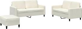 „vidaXL“ sofų komplektas, 3 dalių: fotelis, sofa su pagalvėle, pufas; svetainės sofa su porankiais; sofų komplektas; dizainerio sukurta sofa; sėdimoji baldai; minkštieji baldai; kreminės spalvos aksomas