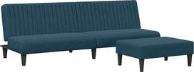 „vidaXL“ sofų komplektas: 2 dalių sofa-lova su pėdų atrama, sulankstoma lova su miego funkcija, sofa-lova, sofa-lova, sofa, minkštas baldas, mėlynas aksomas
