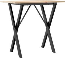 „vidaXL“ valgomojo stalas su X formos rėmu, 80 x 50 x 75 cm, iš masyvios pušies ir ketaus