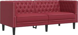 „vidaXL“ „Chesterfield“ dvivietė sofa, vyno raudonos spalvos dirbtinė oda