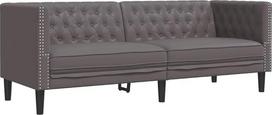 „vidaXL“ „Chesterfield“ trisėdė sofa, pilka, dirbtinė oda
