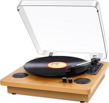 „VIFLYKOO“ „Bluetooth 5.4“ patefonas su 2 stereogarsiakalbiais, 3 greičiais (33/45/78 aps/min), retro stiliaus patefonas su ausinių lizdu, AUX įvestimi, RCA išvestimi ir USB jungtimi