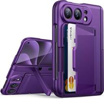 „Vihibii“ „iPhone Duo“ dėklas su laikikliu ir kortelių skyreliu – tamsiai violetinė spalva