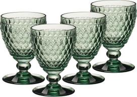 „Villeroy & Boch Boston“ spalvoti baltojo vyno taurės, žalios, 4 vnt. rinkinys, 230 ml, spalvotos vyno taurės su fasetiniu raštu, krištolo taurės baltam vynui, tinka plauti indaplovėje, žalios