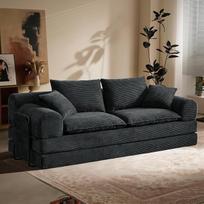 „Vipbear“ išskleidžiama sofa-lova 201 x 90 x 73 cm, 5-in-1 sulankstoma futono sofa su daiktų laikymo kišenėmis, 3-vietė velveto grindų sofa-dvivietė su ištraukiamu miegamuoju, skirta svetainei, miegamajam, juoda | 5-in-1 „Bodensofa“, 3-vietė be rėmo miega