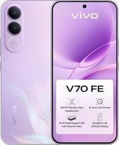 „vivo V70 FE“ išmanusis telefonas, itin ryškus pagrindinis fotoaparatas su optiniu vaizdo stabilizatoriumi (OIS) ir 200 MP skiriamąja geba, 8GB RAM + 256GB ROM, 5250 mAh „BlueVolt“ baterija, 90 W greitasis įkrovimas, ypač ryškus 1,5K raiškos AMOLED ekra