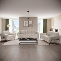 „VOLARE“ baldų komplektas su metalinėmis kojomis, juodos spalvos, 3-vietė sofa + 2-vietė sofa + fotelis (kreminė spalva (Vega 02))