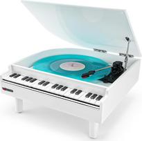 „Vosterio“ vinilo patefonas, 3 plokštelių grotuvas su įmontuotais stereogarsiakalbiais, patefonas su „Bluetooth“ priėmimo funkcija ir „Bluetooth“ išvestimi, USB grotuvas, vinilo į MP3 konvertavimas, baltas