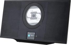 „VR Radio Wall Radio Flat“: stereo sistema, aliuminis, internetinis radijas/CD/DAB+/„Bluetooth“, 60 W, DSP, juoda (sieninis „Radio Flat“ montavimas, vertikalioji stereo sistema, dėžutė)