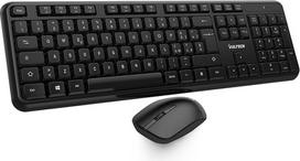 „VulTech KM-811W“ belaidė klaviatūra ir pelė su tyliais klavišų paspaudimais, kompaktišku itališku QWERTY išdėstymu, skaitmenine klaviatūra, 12 multimedijos klavišais, apsauga nuo skysčių, suderinama su PC/Mac/Linux – juoda
