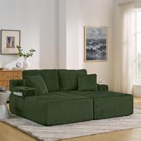 „vutizal“ miegamoji sofa, sofa, dvivietė, sulankstoma, su miego funkcija, be rėmo sofa su gėrimų laikikliu, žurnalų kišenėle, velveto sofa, nedidelė, skirta svetainei ar darbo kambariui, žalia