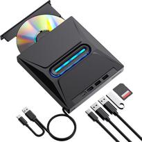 „vvia“ išorinis USB 3.0 CD/DVD diskų įrenginys su apšvietimo funkcija, nešiojamasis „Type-C“ DVD+/-RW diskų įrenginys su SD kortelių skaitytuvu, „Plug and Play“, suderinamas su „Windows“ ir „Linux“