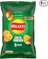 „Walkers“ druskos ir acto skonio traškučiai, daugiapakė, 6 x 25 g, gamintojas – „Walkers“