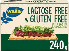 „Wasa“ klasikiniai duonos traškučiai be glitimo ir laktozės, 1 x 240 g – duonos traškučiai be glitimo ir laktozės, auksinės rudos spalvos ir traškūs, veganiški