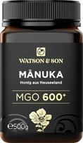 „Watson & Son“ manukos medus MGO 600+ xx0 g + manukos pastilės 20 g MGO 400+ – sertifikuota aukščiausios kokybės produkcija iš Naujosios Zelandijos, pastilės.