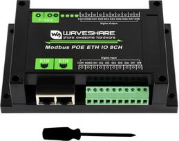 „Waveshare Industrial“ 8 kanalų Ethernet skaitmeninis įvesties/išvesties modulis, „Modbus RTU“ ir perdavimo valdymo protokolai, palaiko „PoE“ maitinimą, su įvairiomis izoliacijos ir apsaugos grandinėmis