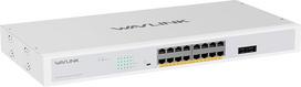 „Wavlink“ 18 prievadų gigabito komutatorius su 16 „PoE+“ prievadais, 2 × 1000Mbps SFP uplink prievadais, bendra „PoE+“ prievadų galia 250 W, nevaldomas tinklo komutatorius su VLAN