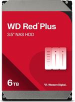 „WD Red Plus“ vidinis kietasis diskas NAS, 6 TB (3,5 colio, duomenų perdavimo greitis iki 185MB/s, metinė apkrova 180 TB, 5640 aps/min, 128MB talpos kešinė atmintis, 8 lizdai) Raudonas