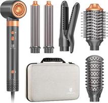 „webeauty“ 7-in-1 „Airstyler“ plaukų formavimo rinkinys: garbanų suktukas, plaukų džiovintuvas su karšto oro šepečiu | 110 000 apsisukimų per minutę, joninis plaukų džiovintuvas su karšto oro šepečiu, be pernelyg didelio karščio, 500 milijonų jonų, suteik