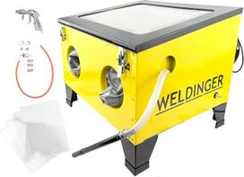 „WELDINGER SK 200“ smėliavimo kabina su ištraukiamuoju ventiliatoriumi, užtikrinančiu aiškų matomumą